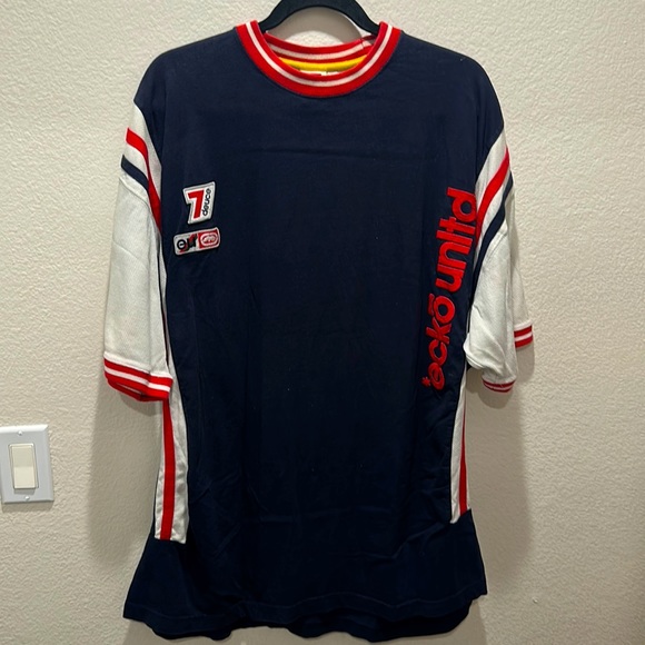 Ecko Unlimited Other - Vintage Marc Ecko Unlimtd Navy Blue/White Knit T-Shirt y2k Mens 2XL Good condit.
